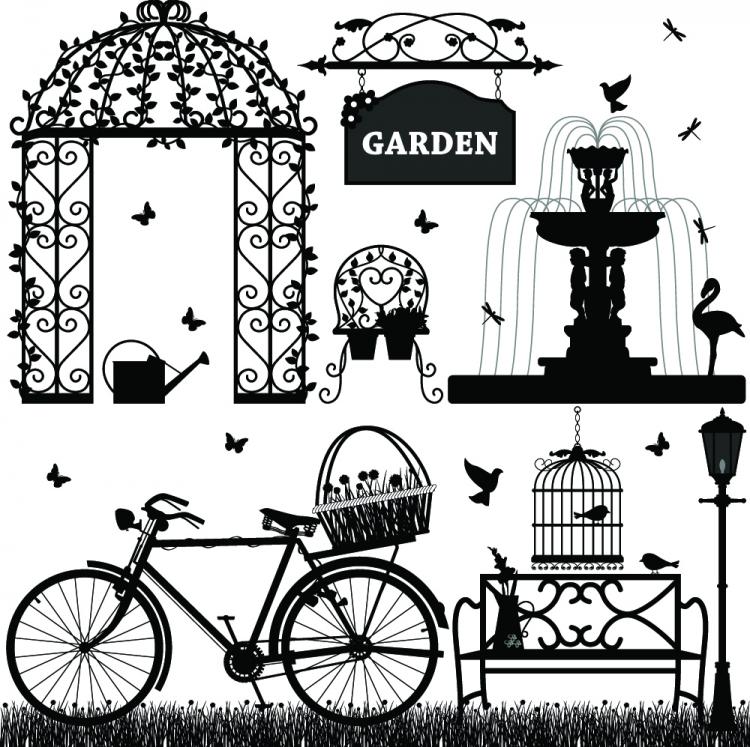 free vector Europeanstyle garden elements vector